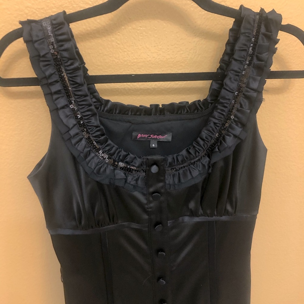 Betsy Johnson black silk sequins cocktail dress